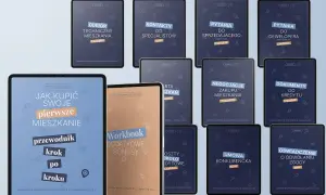 Zestaw materiałów edukacyjnych, w tym ebook "Jak kupić swoje pierwsze mieszkanie", który pomoże w uzyskaniu kredytu dla młodych.
