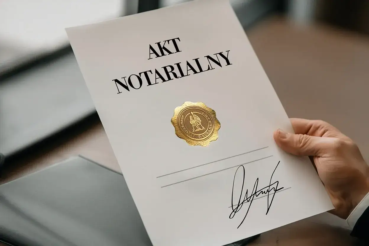 Dłoń trzyma dokument z napisem 