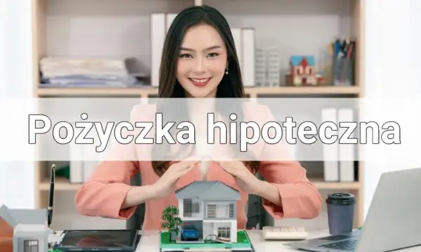 Kobieta chroni model domu, symbolizując bezpieczeństwo kredytu pod zastaw mieszkania.
